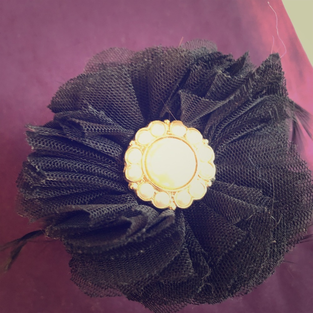 Cuff Bracelet with velvet/pearl/feather accents